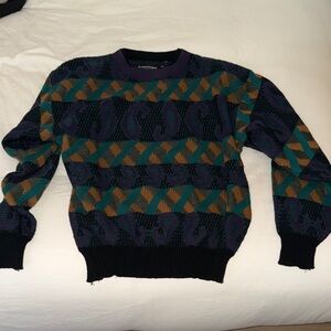 Vintage Geometric Sweater - Purple, Green, Gold